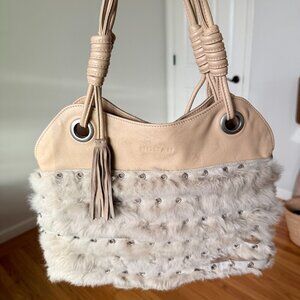 Hogan by Tod’s Italian Leather & Fur Grommet Tote - Vintage Y2K